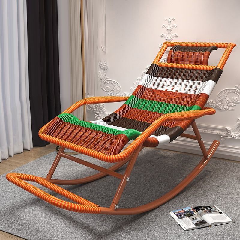 Contemporary Wicker Rocker Chair Woven Rope Rocking Chair for Living Room