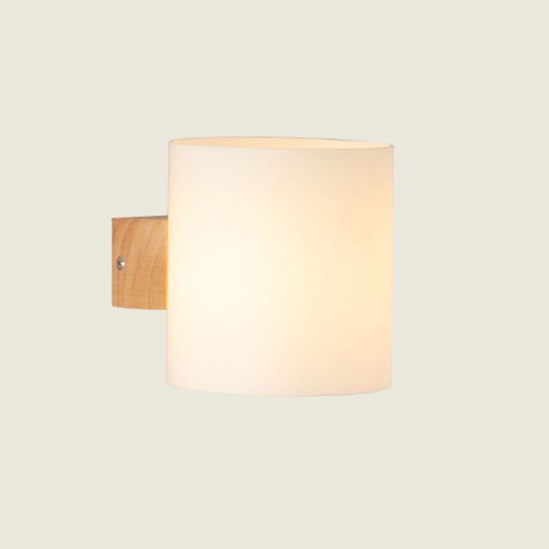 Nordic Wall Sconce Cylinder Wall Light Fixture with Wood for Bedroom