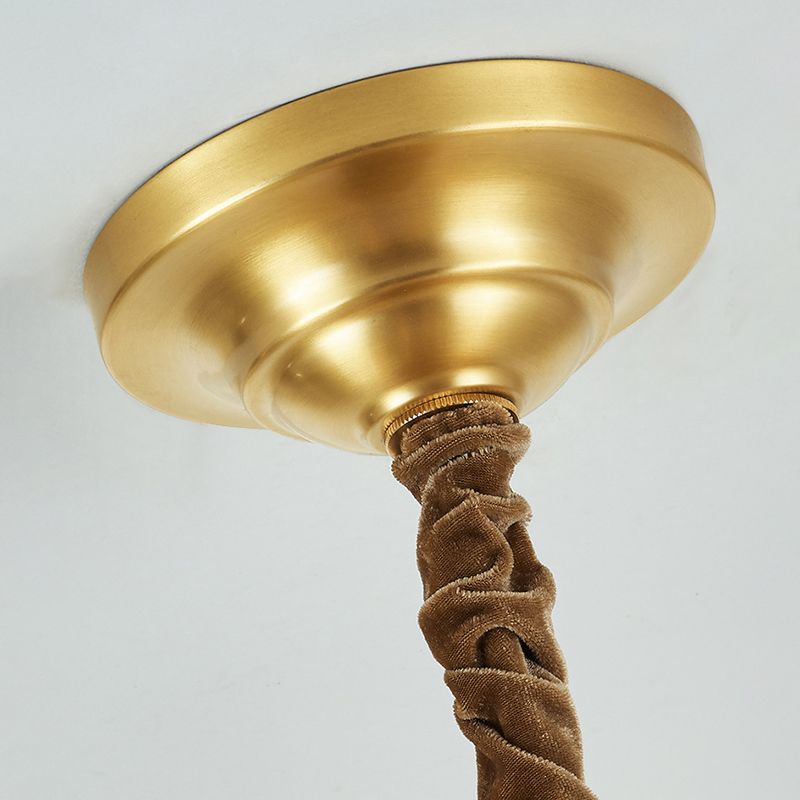 Brass American Traditional Style Chandelier Cylindrical Fabric Shade Dining Room Lighting Fixture with 19.6" Adjustable Suspension Chain