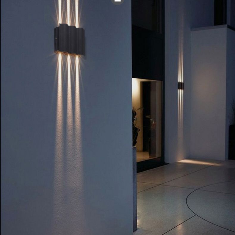Black Rectangular LED Outdoor Wall Lamp in Modern Creative Style Aluminium Waterproof Wall Light