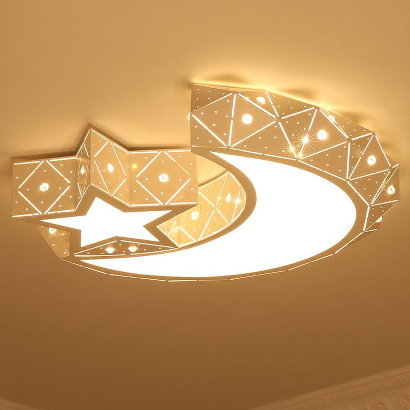 Moon And Star Flush Mount Ceiling Light 1 Light Acrylic Modern Flush Mount Ceiling Light for Bedroom