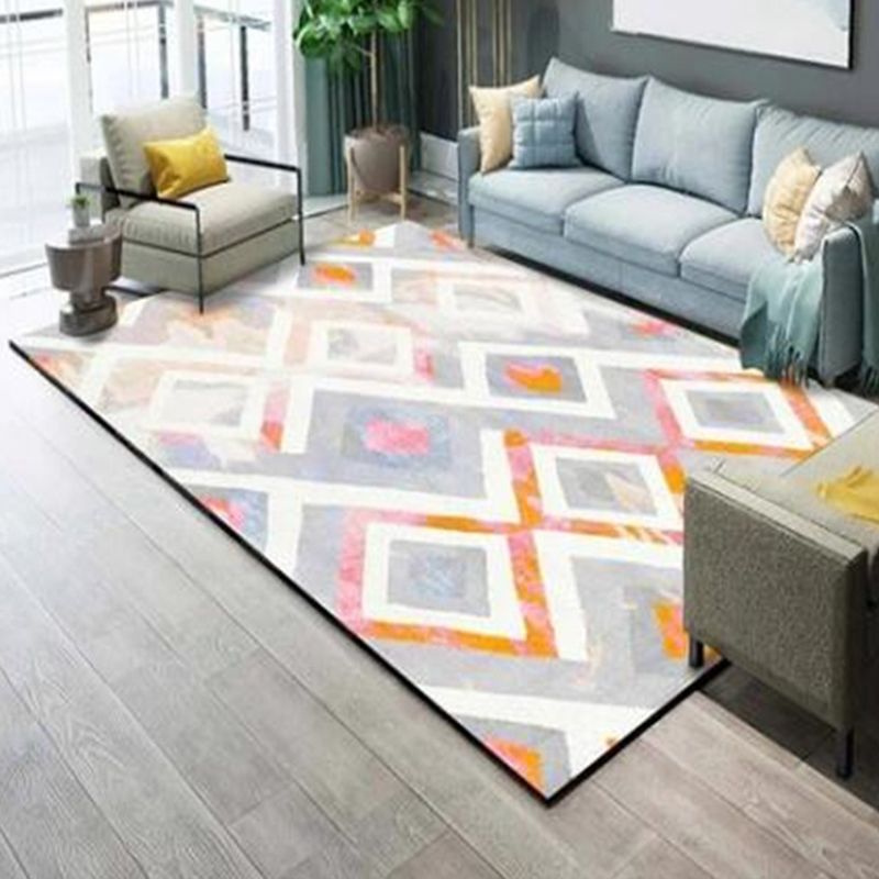 Contemporary Rug Polyester Abstract Rug Non-Slip Backing Rug for Home Decoration