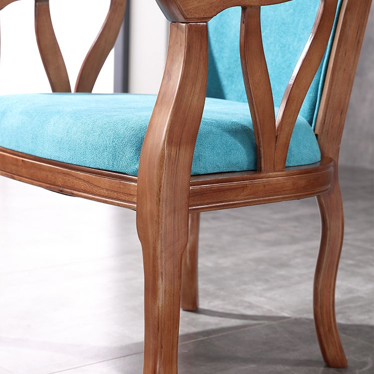 Silla de comedor tradicional de madera maciza, sillón de comedor de lino para uso doméstico