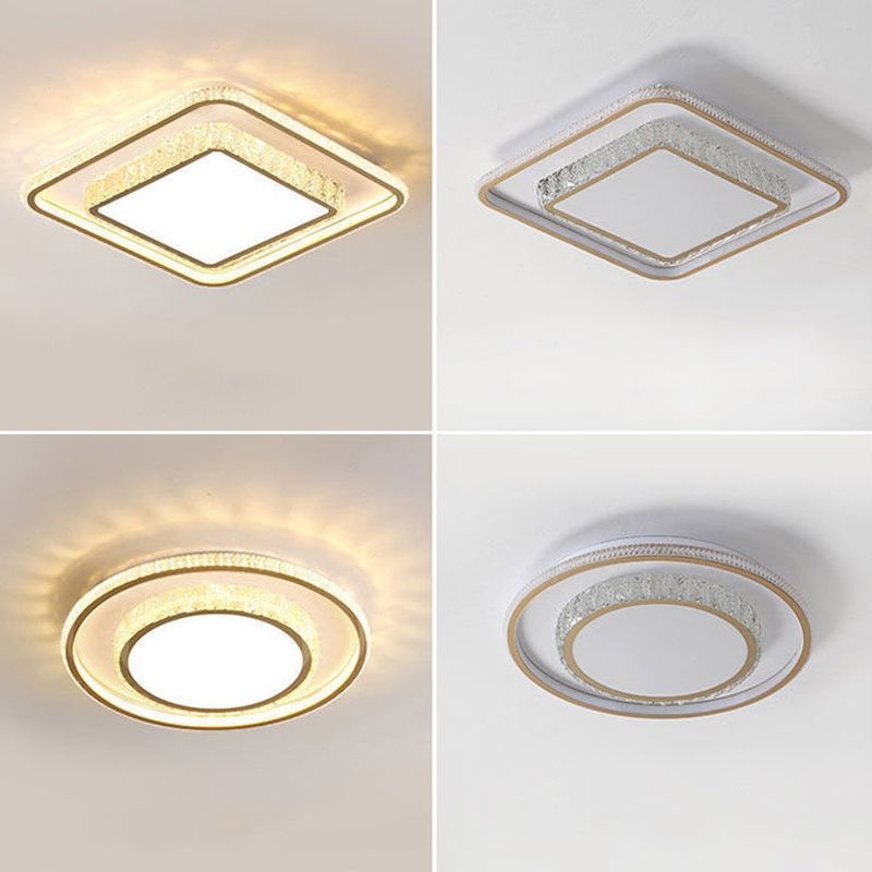 Clear Crystal Flush Mount Light Contemporary Simple LED Ceiling Lamp for Dining Room