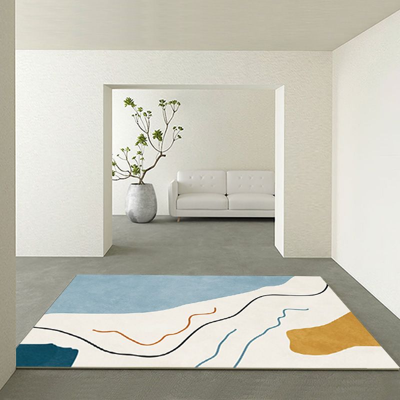 Modern White Carpet Polyester Pattern Carpet Washable Carpet for Home Decor