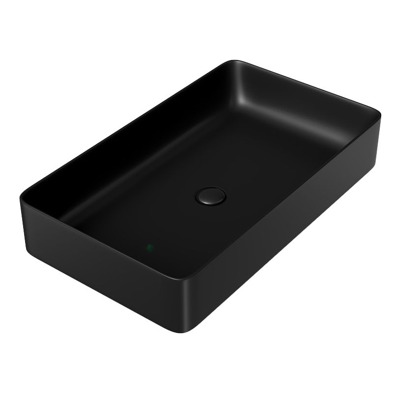 Modern Bathroom Sink Porcelain Rectangular with Drain Assembly and Faucet Vessel Sink