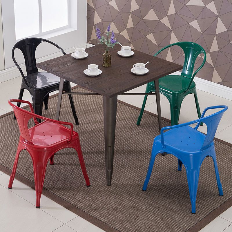 Industrial Style Dining Chair Metal Dining Arm Side Chairs for Kitchen (Set of 4)