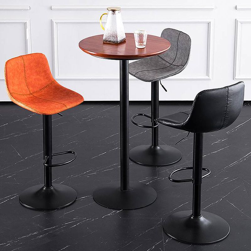 Modern Home Adjustable Height Barstool Matte Finish Leather Swivel Stool