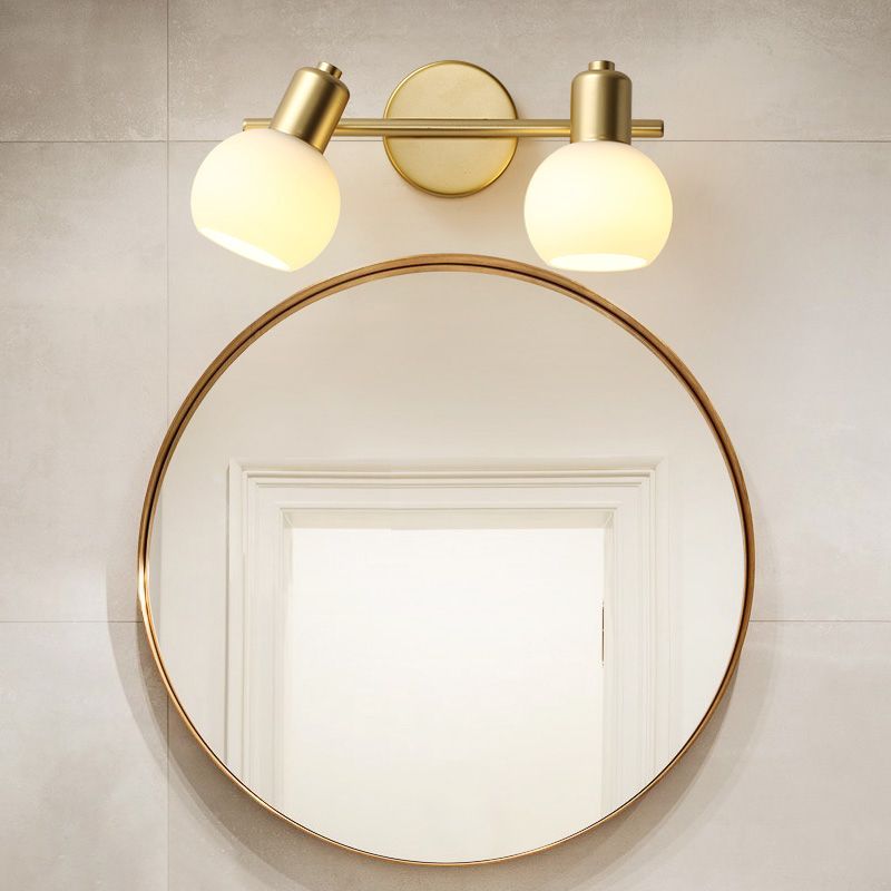 Traditional Globe Vanity Sconce Lights Milk Glass Wall Mount Light Fixture for Bathroom