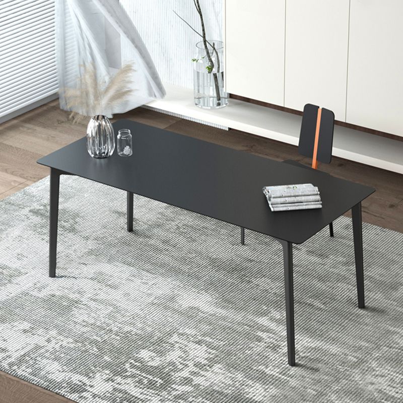 Metal Modern Dinette Table with 4 Legs Black Stone Top Dining Table
