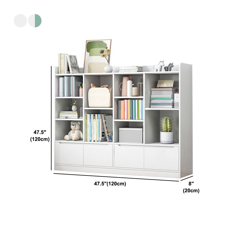 Wooden Bookcase 8" D Closed Back Bookshelf with Doors for Living Room