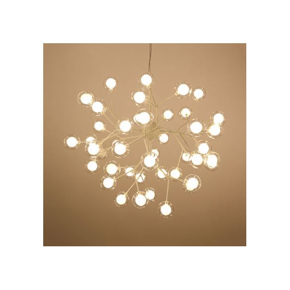 Branching Chandelier Light with Clear Glass Ball Shade Modern Style 9/27 Bulbs Black/White Ceiling Light Fixture