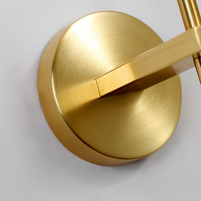 Nordic Style Metal Wall Light Geometric Gold Wall Sconce with Crystal for Bedroom