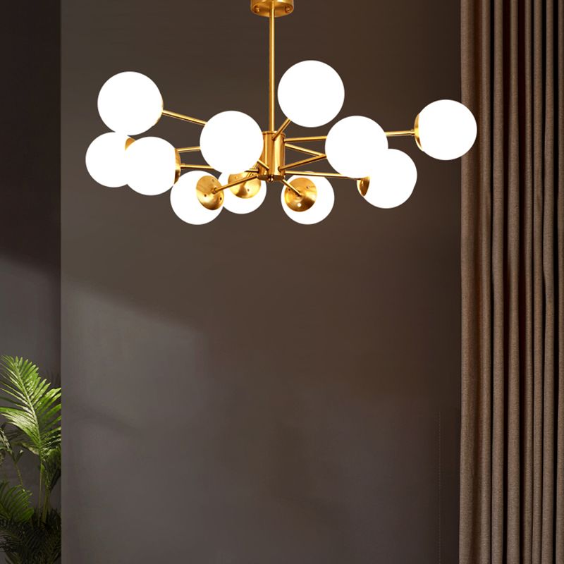 Modern Chandelier Light Fixtures Multi-Head Living Room Hanging Pendant Lamps with Glass Shade