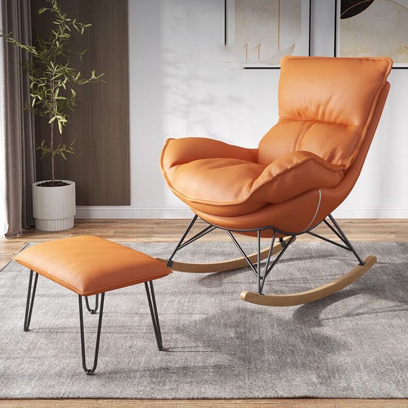 Contemporary Rocking Chair Cotton Upholstered Tufted Wing Chair Back Baby Rocking Chair