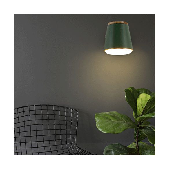 Tapered Wall Light Fixture Macaron Metal 1 Light Sconce Light in Pink/Grey/Green for Bedroom