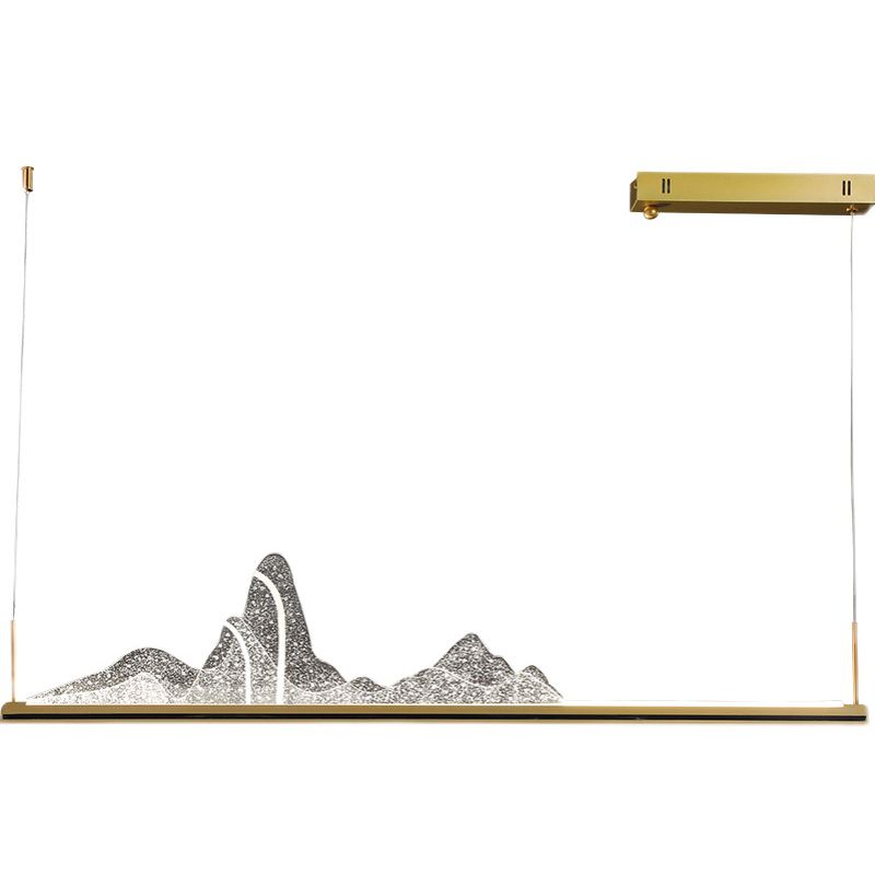 Modern Style Linear Shape Island Lighting Idea Metal 1 Light Island Pendant in Gold