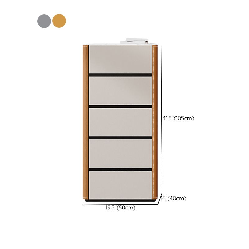 Contemporary Stone Storage Chest Bedroom Chest in White with Drawers