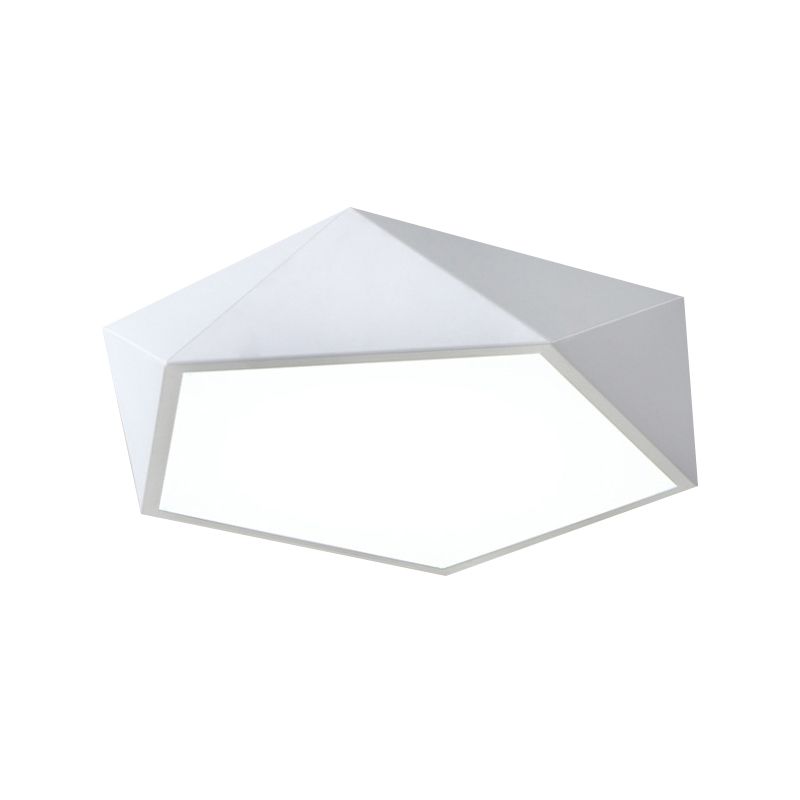 Black/White Faceted Pentacle Ceiling Lamp Nordic 16.5"/20.5" Wide LED Acrylic Flush Mount Lighting in Warm/White Light