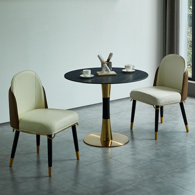 Sintered Stone Table Steel Traditional Luxury Round Indoor Table for Kitchen