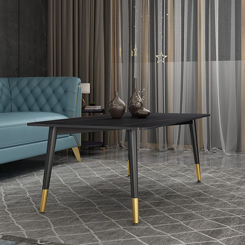 17.72" H Simple Stone Coffee Table Glam Rectangular Cocktail Table