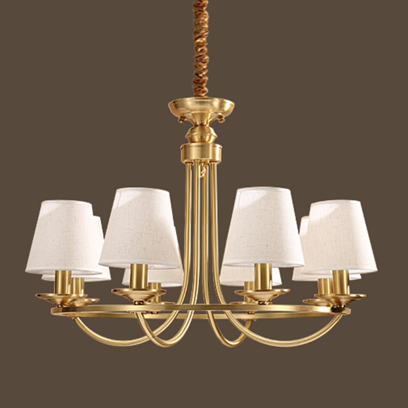 Metal Gold Ceiling Suspension Lamp Tapered Traditional-Style Chandelier Lighting Fixture