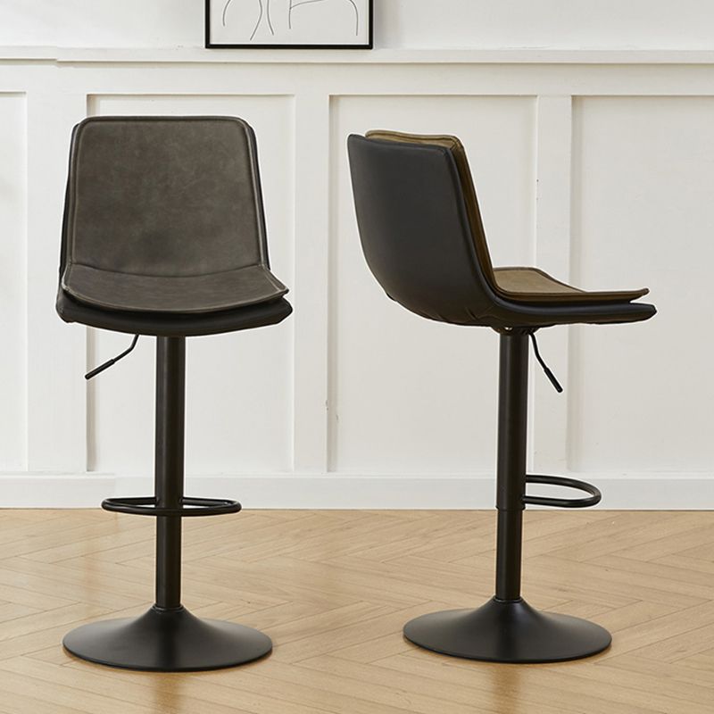 Scandinavian Adjustable Height Swivel Bar Stool Leather Upholstered Bar Stool