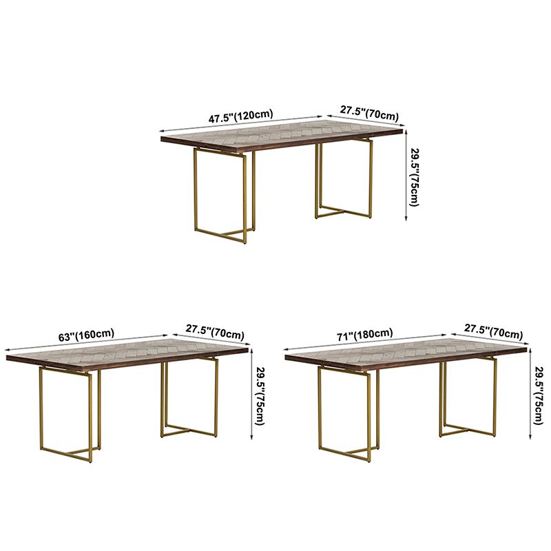 Contemporary Solid Wood Standard Dining Table Rectangle Kitchen Dining Table with Double Pedestal