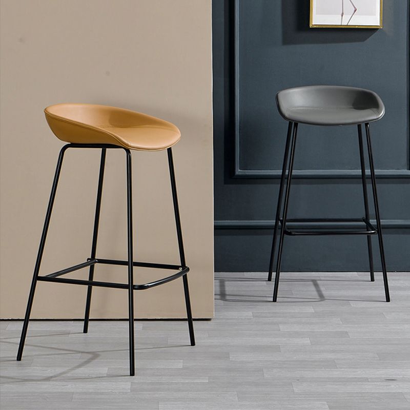 Contemporary Faux Leather Counter Stool Counter Height Bar Stool with Footrest