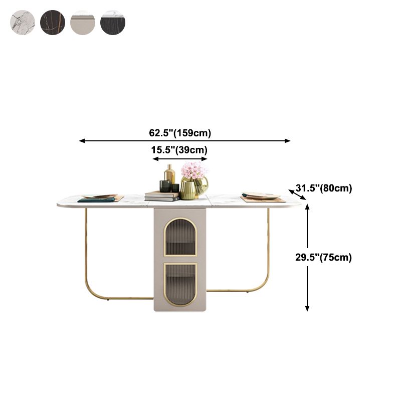 Modern 1/2/3/4/5 Pieces Rectangle Dining Table Set with Stone Top Foldable Dinette Set