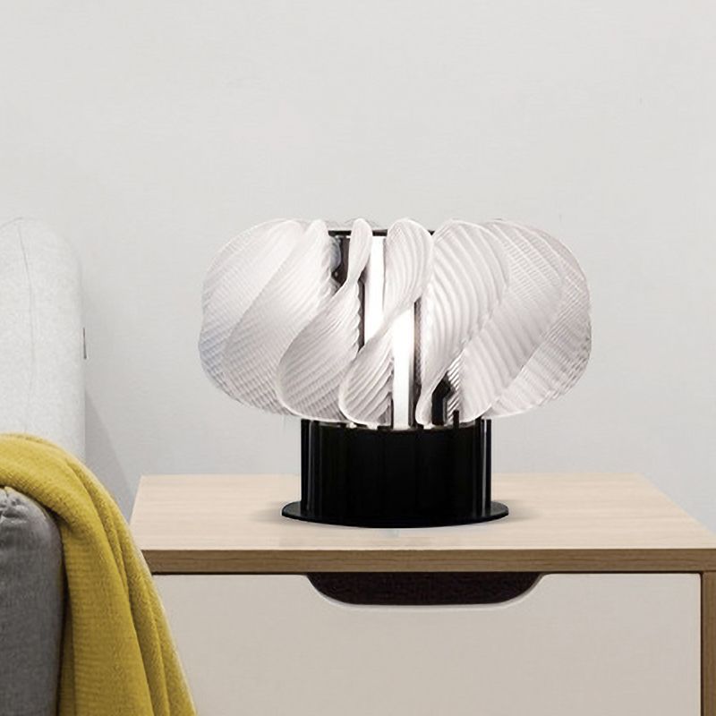 Acrylic Curved Panel Desk Light Modernist LED Table Lamp in White and Black with Spiral Design