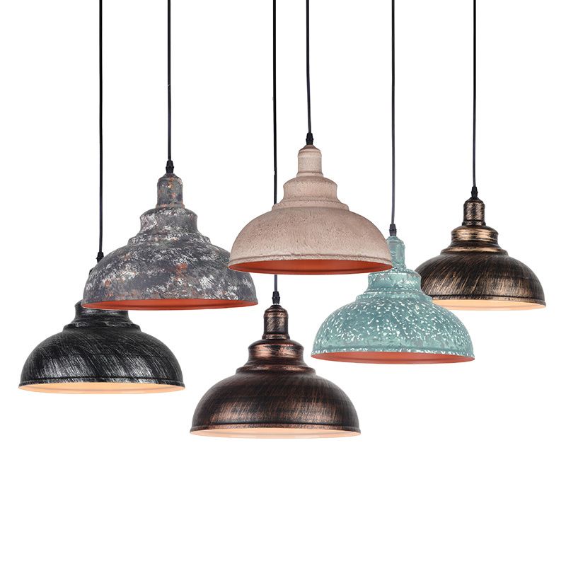 11.8" Wide Dome Hanging Lamp Vintage Industry Style Metal Pendant Light for Bedroom Living Room
