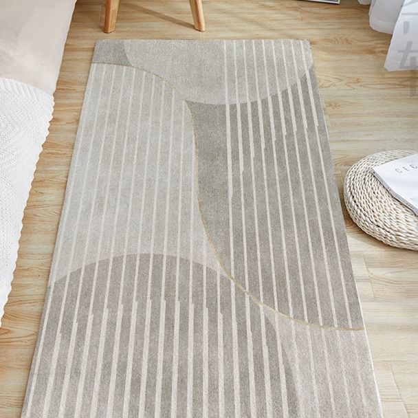 Apricot Tone Modern Area Carpet Polyester Stripe Printing Indoor Rug Anti-Slip Backing Carpet for Living Room