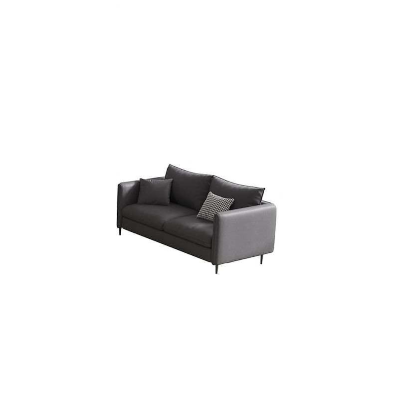 Contemporary Standard Square Arm Settee Bench with Pillows in Grey