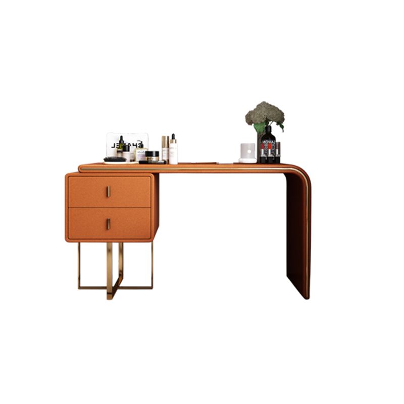 Faux Leather Make-up Vanity Wood Vanity Dressing Table with 2 Storage Drawers