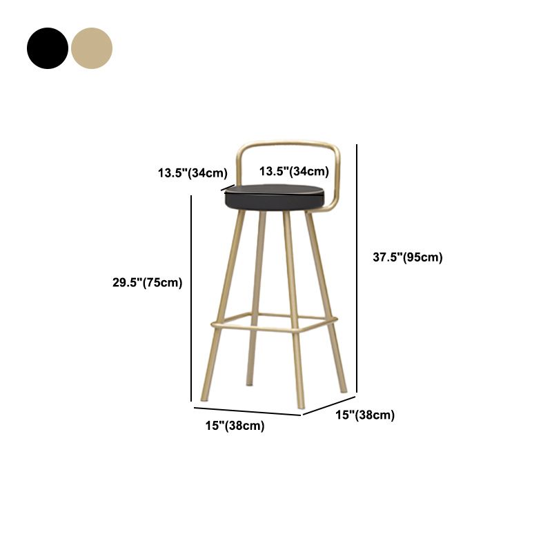 Nordic Backrest Armless Counter Stool Iron Kitchen Bar Stool with Pedal and Cushion
