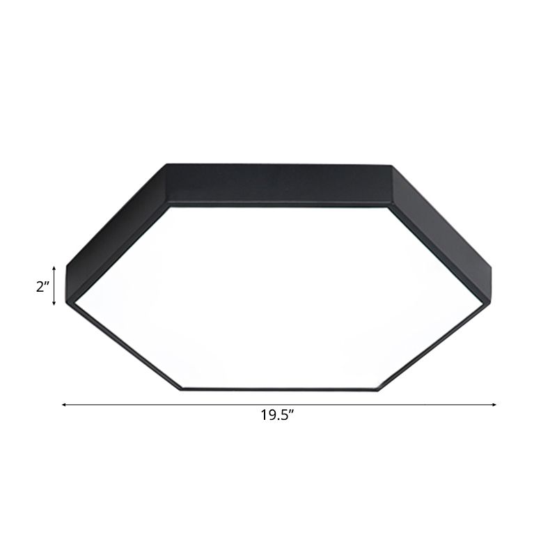 Modern Led Flush Mount with Metal Shade Gray/Yellow/Blue Hexagon Flush Mount Fixture in White/Warm Light, 16"/19.5"/23.5" Wide