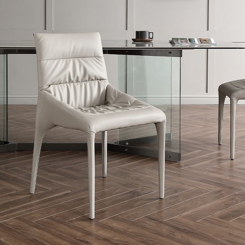 White Upholstered Dining Chair Contemporary Kitchen Dining Armless Chair