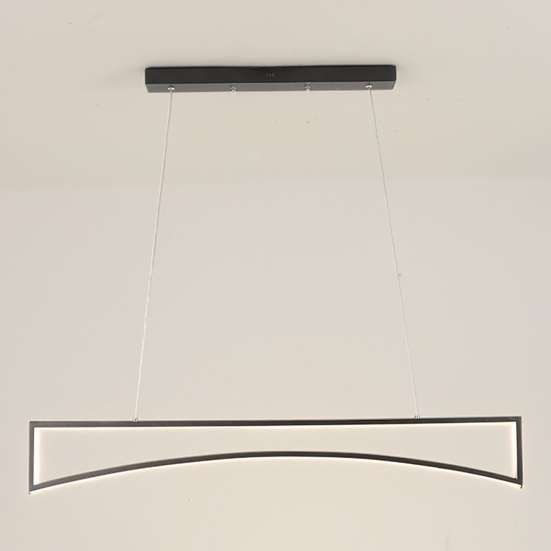 Linear Shape Island Pendant Contemporary Style Metal Single Light Island Light Fixture
