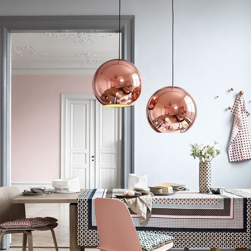 1 leichte Ballhängeleuchte postmoderne Spiegelglas Deckenleuchte für das Restaurant