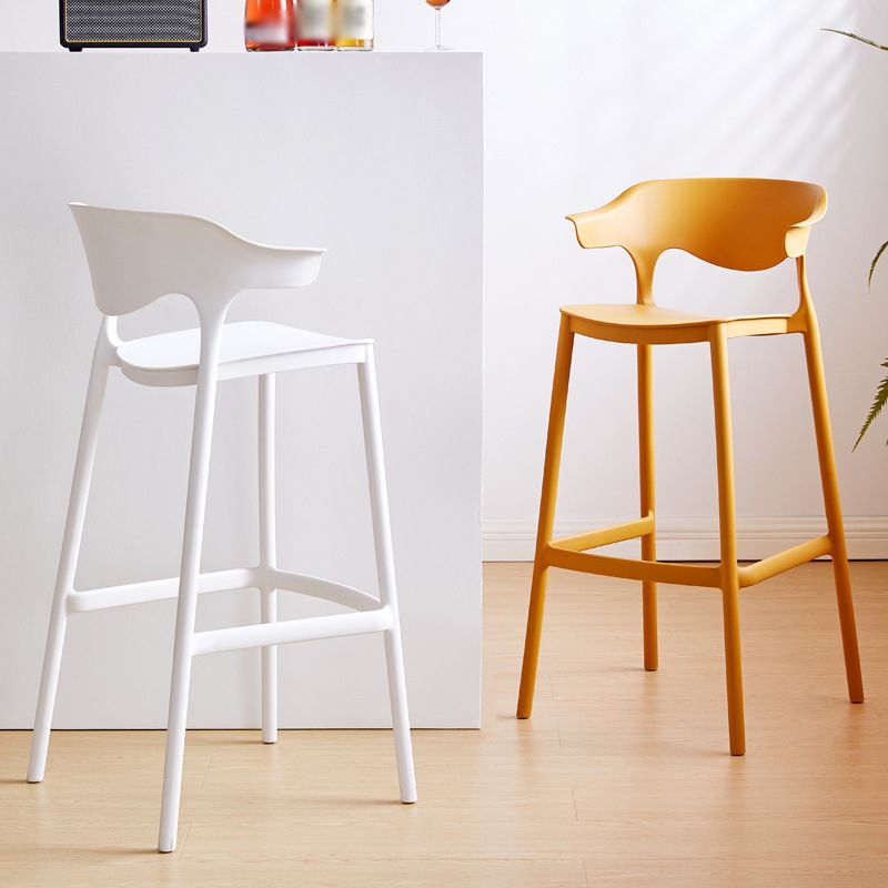 Plastic Contemporary Kitchen Dining Room Arm Stool Low Back Bar Stool