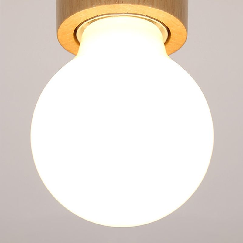 Contemporary Cylinder Flush Light Fixture Wood Flush Mount Lights in Brown