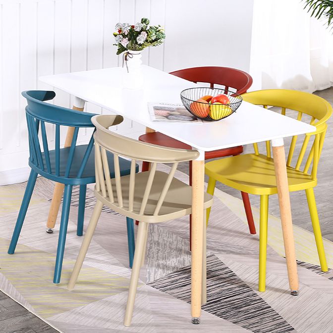 Contemporary Style Windsor Back Side Chair Plastic Dining Chair for Home
