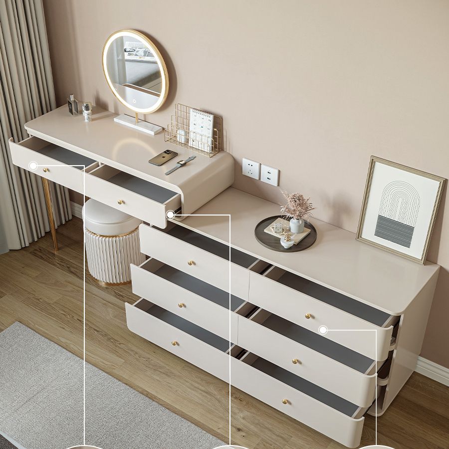 White Solid Wood Makeup Vanity Desk Bedroom Vanity Dressing Table Set