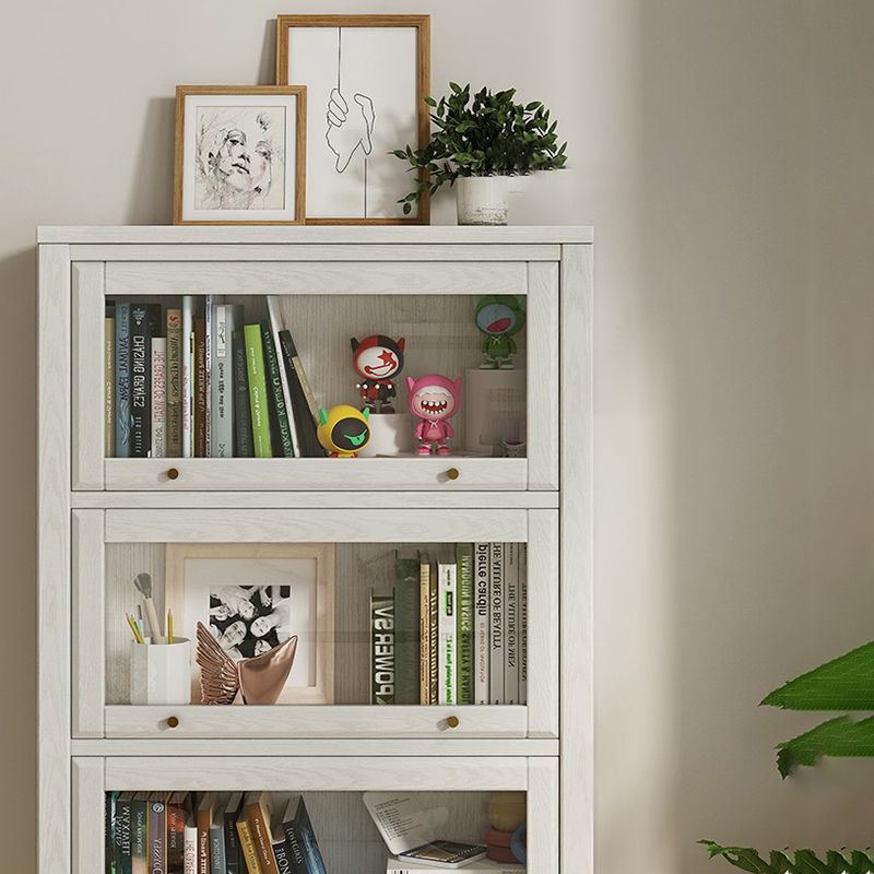 Wood Standard Bookcase Closed Back Contemporary Bookshelf with Drawers