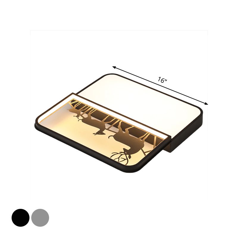 Plafoniera da incasso a LED in stile nordico Cervo nero/grigio Apparecchio da incasso con paralume quadrato in alluminio