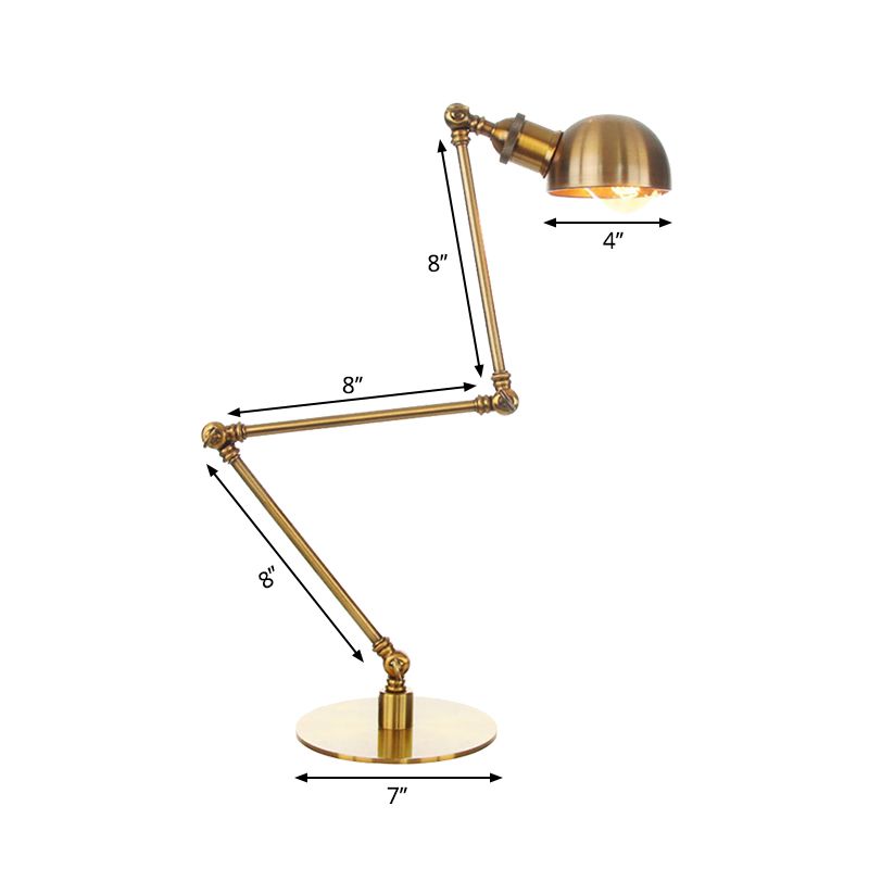 Lampe à ombre de bol doré industriel élégant 4 "/8,5" W 1 Éclairage de table en métal léger avec bras réglable