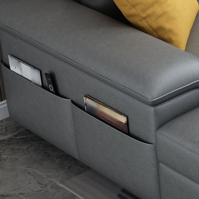 Contemporary Pillow Back Cushions Sectional Fabric/Faux Leather Sofa with Storage