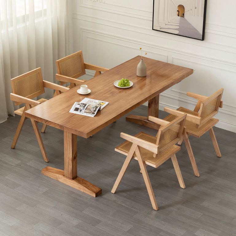 Contemporary Style Dining Table Rectangle Solid Wood Table for Home Kitchen