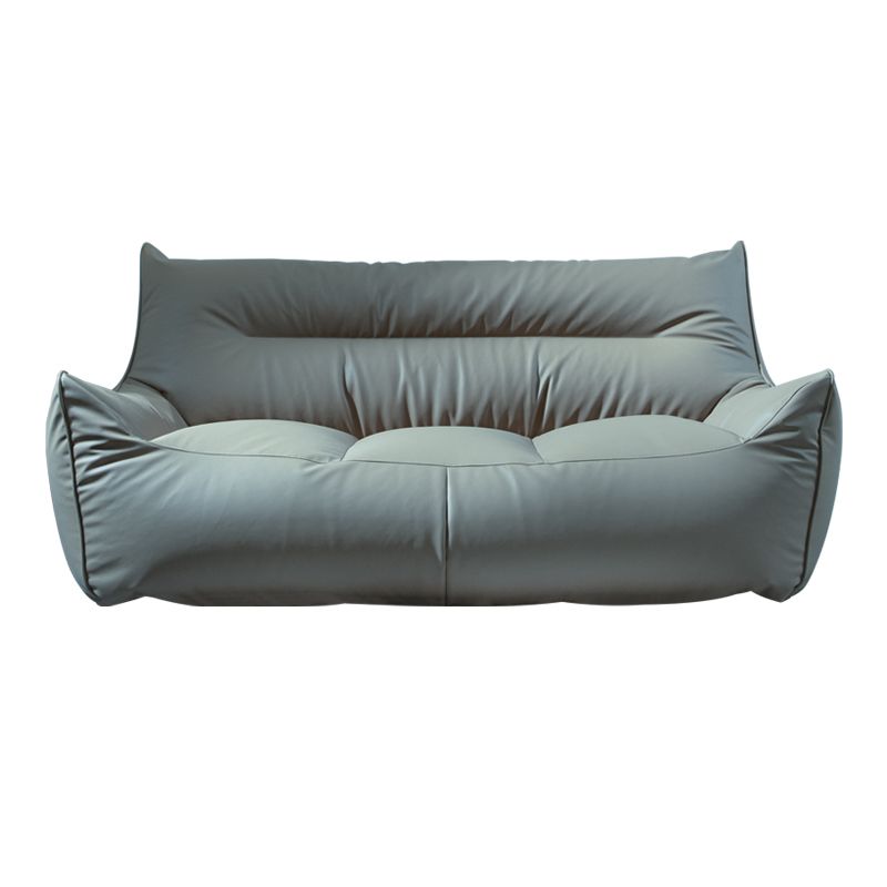 Modern Faux Leather Pillow Top Arm Sofa Sewn Pillow Back Sofa for Apartment